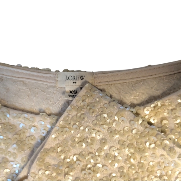 J.Crew Ivory Sequin Stretch Tee Shirt /Top Size XSmall Exc Condition - Picture 4 of 7